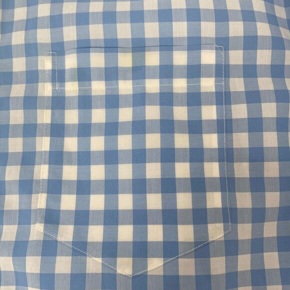 LL Bean Button Up Shirt Mens Size L Tall Blue Striped Short Sleeve 100% Cotton - Picture 8 of 16